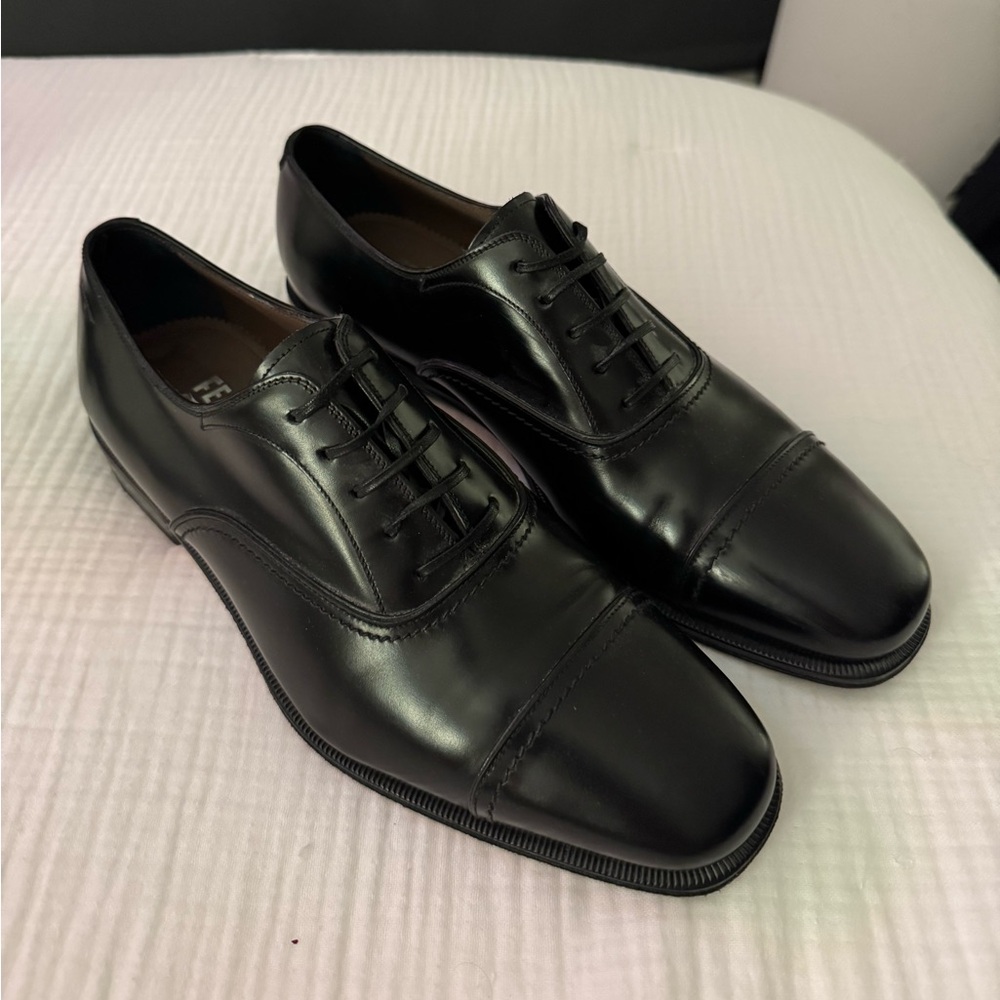 Salvatore Ferragamo Black Leather Oxfords